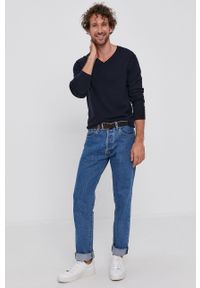 Sisley Sweter z domieszką wełny męski kolor granatowy. Okazja: na co dzień. Kolor: niebieski. Materiał: wełna. Długość rękawa: długi rękaw. Długość: długie. Styl: casual #5