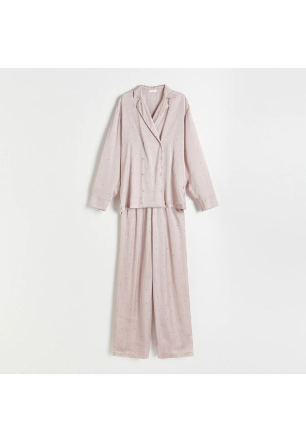 Reserved - Piżama z delikatnym wzorem - Różowy. Kolor: różowy