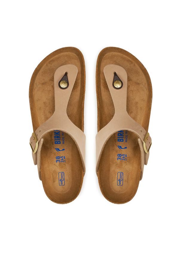 Birkenstock Japonki Gizeh 1019014 Beżowy. Kolor: beżowy. Materiał: skóra, nubuk