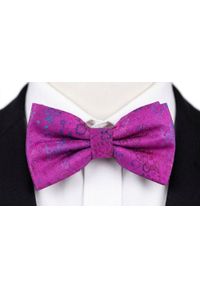 Mucha Męska w Zestawie z Poszetką - Alties - Magenta, Drobny Wzór. Kolor: różowy. Styl: elegancki, sportowy #2