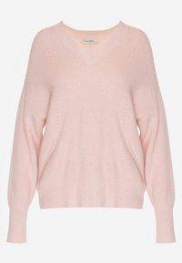 Born2be - Jasnoróżowy Sweter z Domieszką Kaszmiru z Dekoltem w Serek Feralaine. Okazja: na co dzień, na spotkanie biznesowe. Typ kołnierza: dekolt w serek. Kolor: różowy. Materiał: kaszmir. Styl: biznesowy, klasyczny, casual, elegancki #4