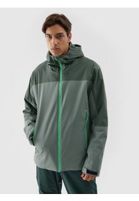 4f - Kurtka trekkingowa membrana 8000 z wypełnieniem z recyklingu męska. Kolor: zielony. Materiał: materiał, poliester #1