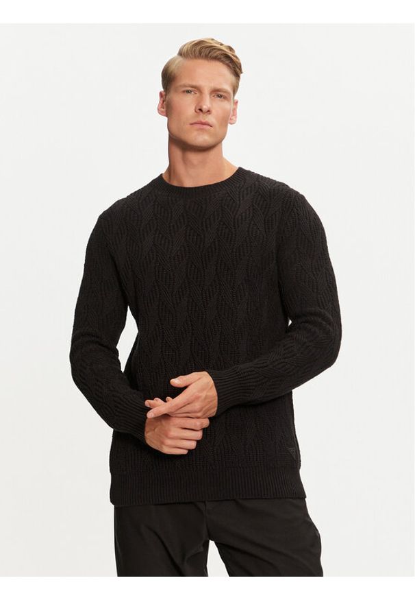 Guess Sweter M4BR19 Z3HD1 Czarny Regular Fit. Kolor: czarny. Materiał: syntetyk, bawełna
