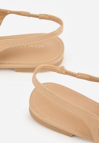 Born2be - Ciemnobeżowe Baleriny z Odkrytą Piętą i Plecioną Cholewką Elledra. Okazja: na co dzień. Kolor: brązowy. Materiał: jeans. Styl: casual, elegancki, boho #5