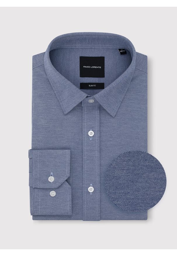 Pako Lorente - PAKO LORENTE – Niebieska koszula melanż. Kolor: niebieski. Materiał: poliester, bawełna. Długość rękawa: długi rękaw. Długość: długie. Wzór: melanż