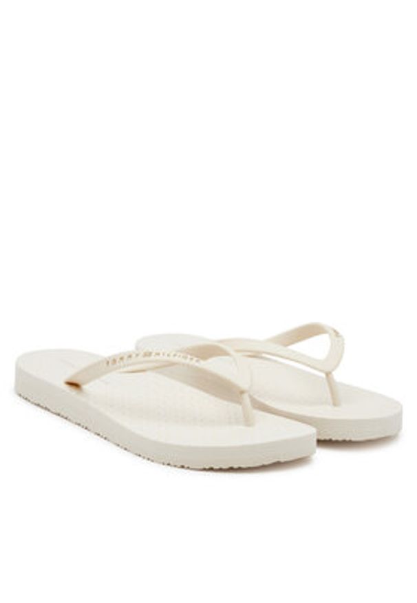 TOMMY HILFIGER - Tommy Hilfiger Japonki Hilfiger Strap Beach Sandal FW0FW08736 Écru. Kolor: kremowy. Materiał: materiał