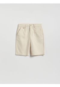 Reserved - Szorty z dodatkiem lnu - beżowy. Kolor: beżowy. Materiał: len #1