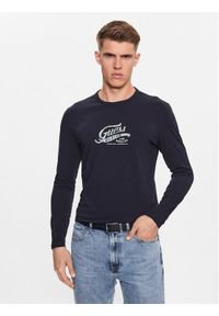 Guess Longsleeve M3YI29 J1314 Granatowy Slim Fit. Kolor: niebieski. Materiał: bawełna. Długość rękawa: długi rękaw