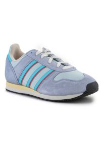 Adidas - Buty adidas Race Walk M GZ2045 niebieskie. Zapięcie: pasek. Kolor: niebieski. Materiał: tkanina, zamsz, materiał, guma. Wzór: aplikacja, paski. Sport: turystyka piesza