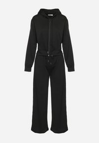 Born2be - Czarny 2-częściowy Komplet Dresowy Krótka Bluza z Kapturem Spodnie z Gumką w Pasie Faelle. Kolor: czarny. Materiał: dresówka #2