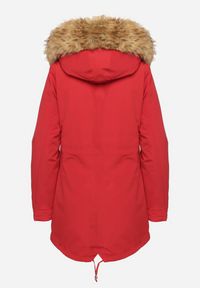 Born2be - Bordowa Zimowa Kurtka Parka z Odpinanym Futerkowym Zdobieniem i Kapturem Sialinnea. Okazja: na co dzień. Kolor: czerwony. Wzór: aplikacja. Sezon: zima. Styl: casual, klasyczny, elegancki