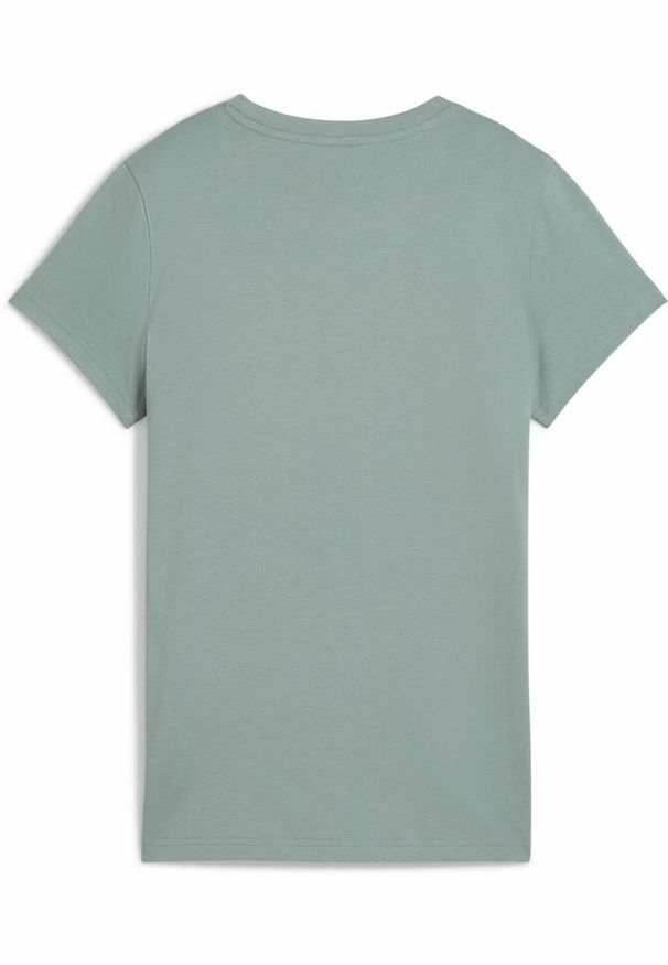 Puma - Damska koszulka ESS SCRIPT PUMA Green Moon. Kolor: zielony. Wzór: haft