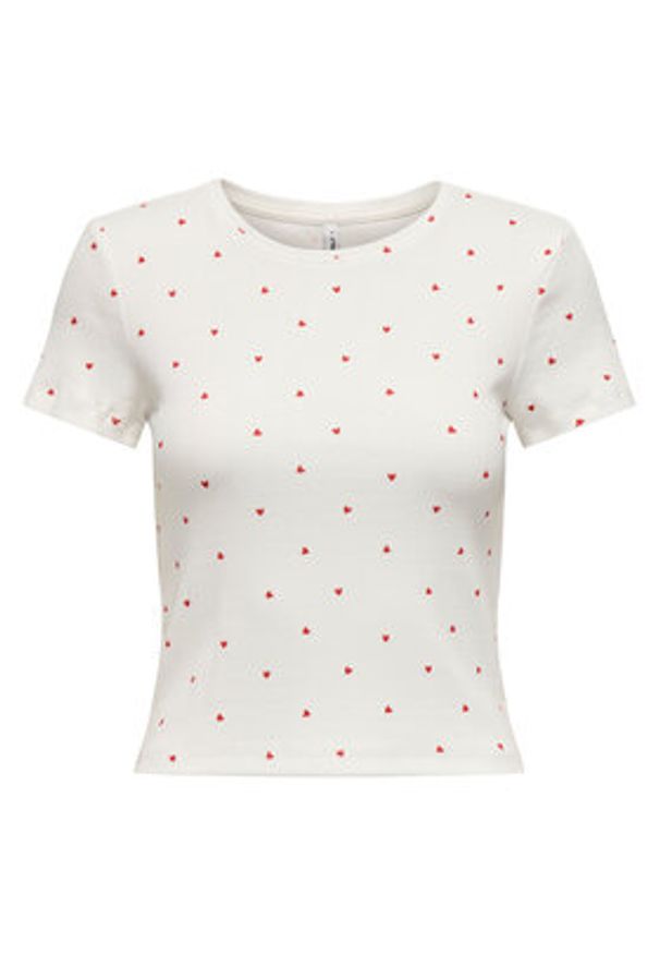 only - ONLY T-Shirt Fenja 15347986 Biały Slim Fit. Kolor: biały. Materiał: bawełna