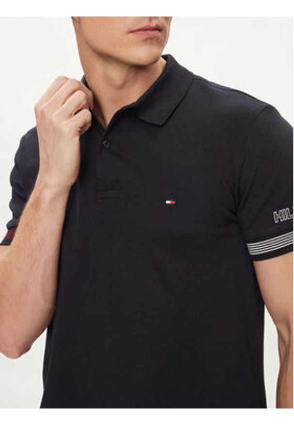 TOMMY HILFIGER - Tommy Hilfiger Polo Flag MW0MW34780 Granatowy Slim Fit. Typ kołnierza: polo. Kolor: niebieski. Materiał: bawełna, wiskoza