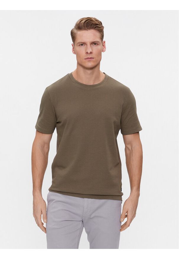 BOSS - Boss T-Shirt Tiburt 240 50452680 Khaki Regular Fit. Kolor: brązowy. Materiał: bawełna