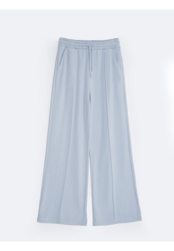 Big-Star - Spodnie damskie dresowe z szeroką nogawką błękitne Chitasanap 401/ Chitasana 401. Kolor: niebieski. Materiał: dresówka. Wzór: ze splotem