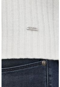 Hugo Sweter wełniany męski kolor biały. Okazja: na co dzień. Kolor: biały. Materiał: wełna. Długość rękawa: długi rękaw. Długość: długie. Wzór: melanż. Styl: casual #3