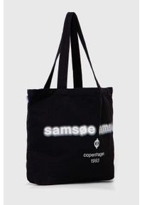 Samsoe & Samsoe - Samsoe Samsoe torebka kolor biały. Kolor: czarny. Wzór: nadruk. Materiał: z nadrukiem. Rodzaj torebki: na ramię #6