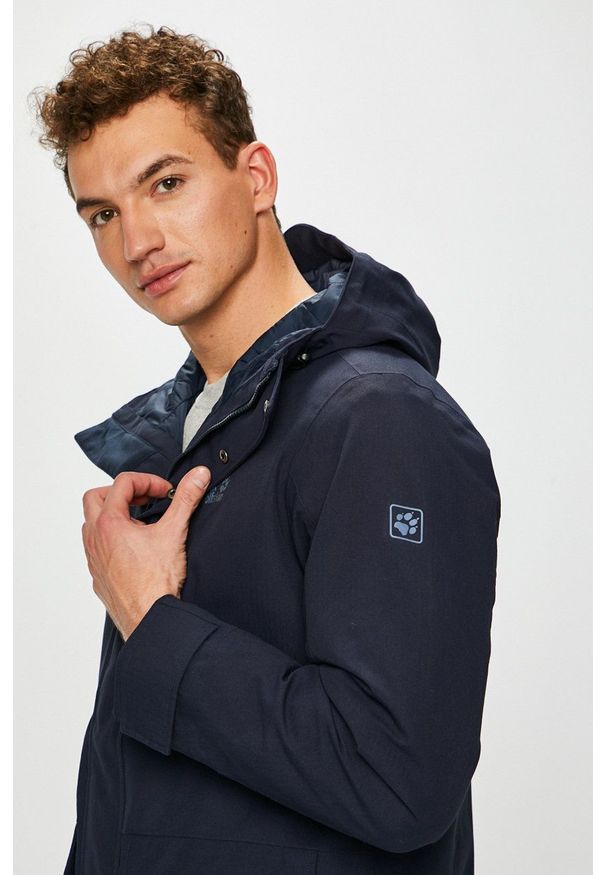 Jack Wolfskin - Kurtka. Okazja: na co dzień. Typ kołnierza: kaptur. Kolor: niebieski. Styl: casual