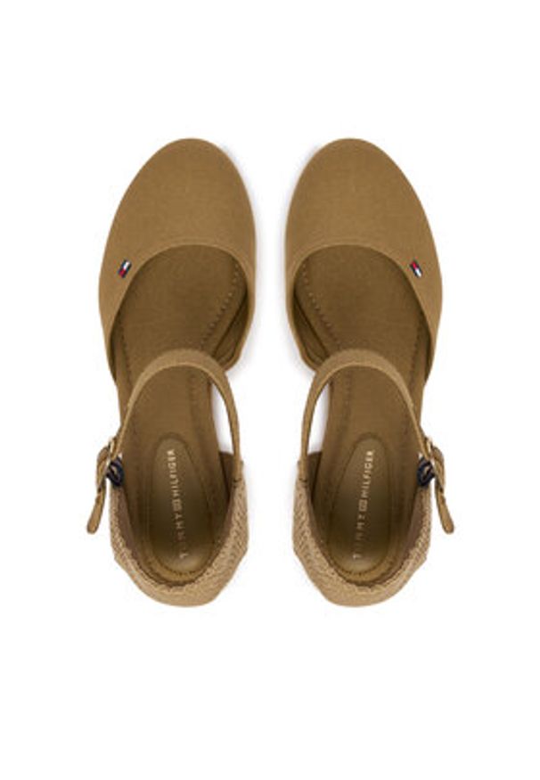 TOMMY HILFIGER - Tommy Hilfiger Espadryle Mid Wedge Espad Closed Toe FW0FW09233 Brązowy. Kolor: brązowy. Materiał: materiał