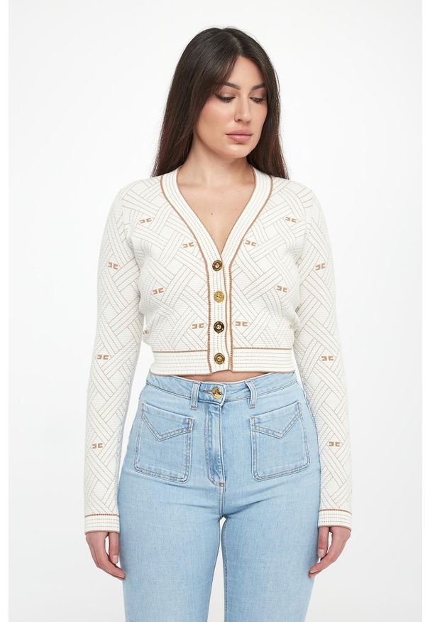 Elisabetta Franchi - Kardigan damski logowany ELISABETTA FRANCHI