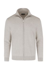 Volcano - Rozpinany sweter S-NATAN. Typ kołnierza: kołnierzyk stójkowy, golf. Kolekcja: plus size. Kolor: kremowy. Materiał: poliamid, wiskoza, materiał. Długość: długie. Styl: klasyczny
