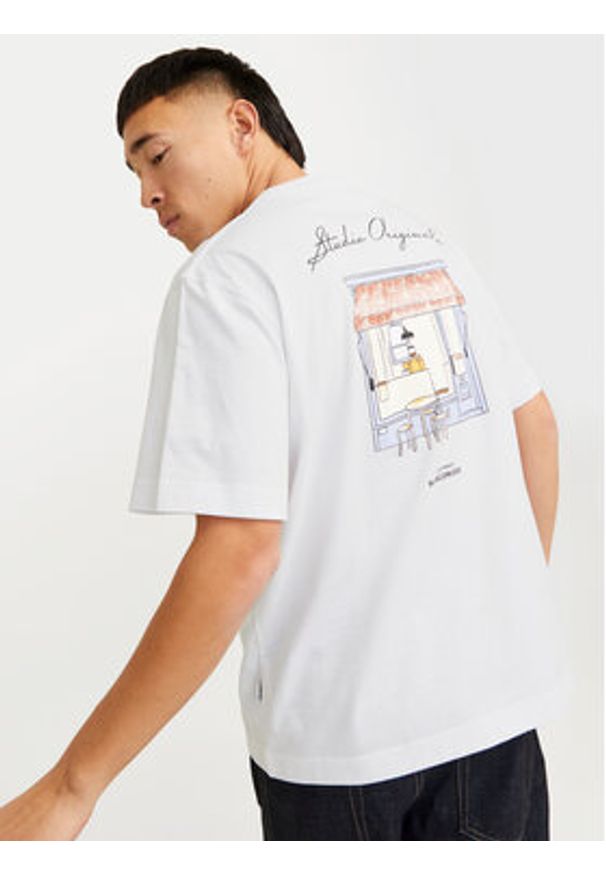 Jack & Jones - Jack&Jones T-Shirt Islington 12273015 Biały Loose Fit. Kolor: biały. Materiał: bawełna
