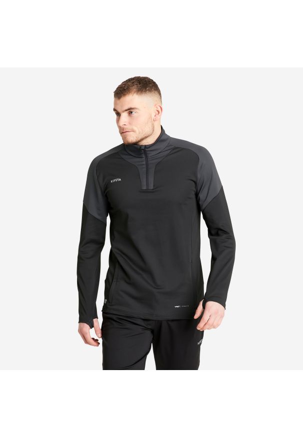 KIPSTA - Bluza do piłki nożnej Kipsta Viralto Club na krótki suwak. Kolor: wielokolorowy, czarny, szary. Materiał: materiał, poliester, elastan. Długość: krótkie. Sport: piłka nożna