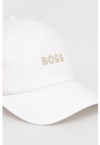 BOSS czapka bawełniana BOSS CASUAL 50468094 kolor biały z aplikacją. Kolor: biały. Materiał: bawełna. Wzór: aplikacja. Styl: casual #4