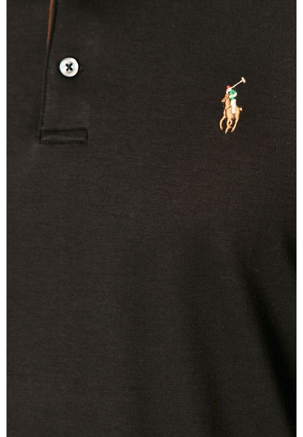 Polo Ralph Lauren - Longsleeve. Okazja: na co dzień. Typ kołnierza: polo. Kolor: czarny. Materiał: dzianina. Długość rękawa: długi rękaw. Wzór: gładki. Styl: casual