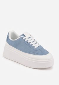 Born2be - Niebieskie Sneakersy VICES na Platformie w Stylu lat 90. Donah. Kolor: niebieski. Sezon: lato. Obcas: na platformie #5