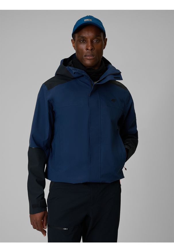 4f - 4F Kurtka trekkingowa membrana 10000 męska - granatowa M. Kolor: niebieski. Materiał: materiał. Długość: długie