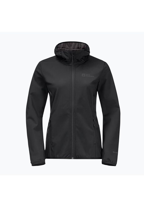 Kurtka softshellowa damska Jack Wolfskin Bornberg Hoody. Kolor: czarny. Materiał: softshell. Sport: turystyka piesza