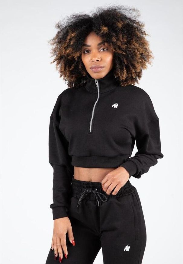 GORILLA WEAR - Ocala Cropped Bluza z zamkiem błyskawicznym do połowy - Czarny. Kolor: czarny. Sport: fitness