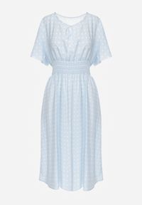 Renee - Jasnoniebieska Bawełniana Sukienka o Rozkloszowanym Fasonie w Kropki Tolimirae. Okazja: na co dzień. Kolor: niebieski. Materiał: bawełna. Długość rękawa: krótki rękaw. Wzór: kropki. Sezon: lato. Typ sukienki: rozkloszowane. Styl: casual #6