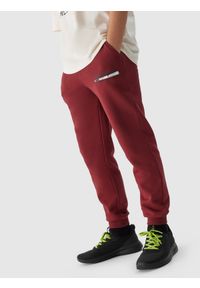 4F JUNIOR - Spodnie dresowe joggery chłopięce. Okazja: na co dzień. Kolor: czerwony. Materiał: dresówka. Styl: casual