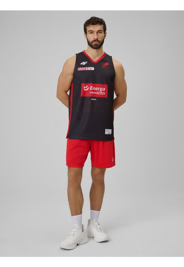 4f - 4F Koszulka meczowa replika wyjazdowa z sezonu 2025/26 męska 4F x Czarni Słupsk - czarna S. Kolor: czarny. Materiał: materiał. Długość: długie. Wzór: nadruk