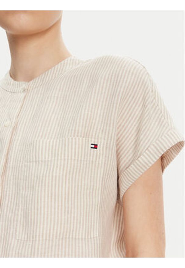 TOMMY HILFIGER - Tommy Hilfiger Koszula WW0WW44715 Beżowy Regular Fit. Kolor: beżowy. Materiał: len
