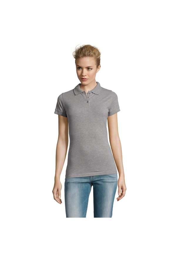 SOL'S - Damska Koszulka Polo Perfect Melange. Typ kołnierza: polo. Kolor: szary