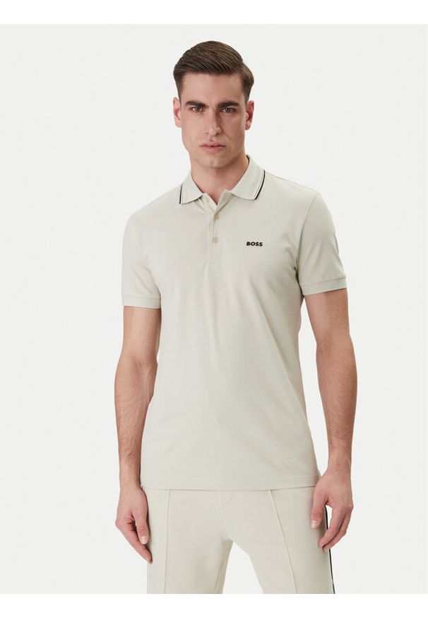 BOSS Polo Birdie Paule 50559365 Beżowy Slim Fit. Typ kołnierza: polo. Kolor: beżowy. Materiał: bawełna