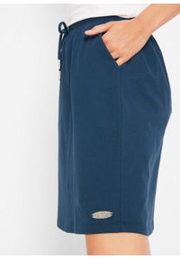 Spódnica z dżerseju z paskiem w prążek bonprix ciemnoniebieski. Kolor: niebieski. Materiał: jersey. Wzór: prążki #5