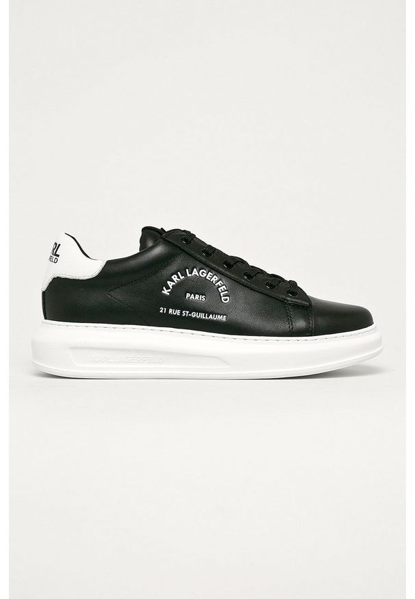 Karl Lagerfeld - Buty skórzane. Nosek buta: okrągły. Zapięcie: sznurówki. Kolor: czarny. Materiał: skóra