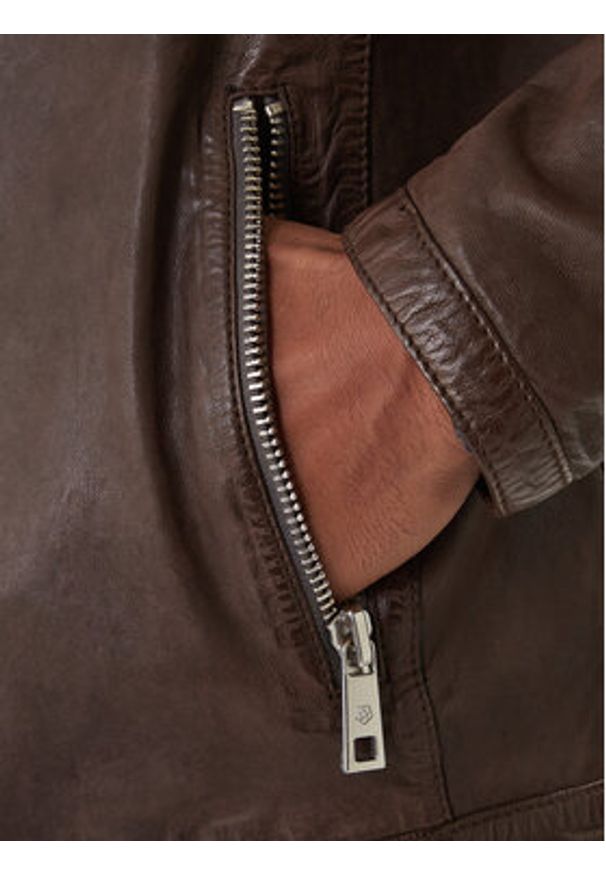 Milestone Kurtka skórzana Oliverio 611099 60770 Brązowy Regular Fit. Kolor: brązowy. Materiał: skóra