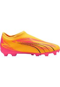 Buty piłkarskie męskie Puma Ultra Match Ll. Zapięcie: bez zapięcia. Kolor: pomarańczowy, wielokolorowy, różowy. Materiał: materiał, syntetyk. Szerokość cholewki: normalna. Sport: piłka nożna
