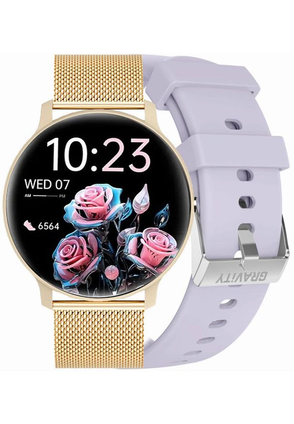 Gravity - Zegarek SMARTWATCH - GT1-8 PRO YE/YE/VT siatka mesh/fioletowy pasek. Rodzaj zegarka: smartwatch. Kolor: fioletowy. Materiał: mesh