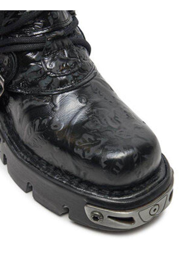 NEW ROCK Glany M-391-S4 Czarny. Kolor: czarny. Materiał: skóra. Styl: rockowy