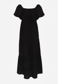 Born2be - Czarna Wiskozowa Sukienka z Bufiastymi Rękawami i Marszczoną Górą Liones. Okazja: na co dzień. Kolor: czarny. Materiał: wiskoza. Długość rękawa: krótki rękaw. Sezon: lato. Typ sukienki: proste. Styl: wakacyjny, casual #7