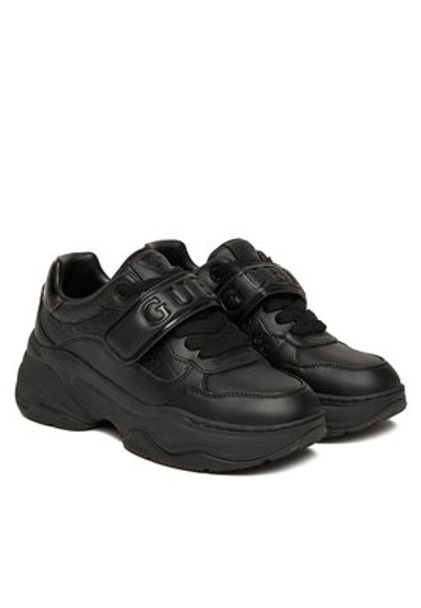 Guess Sneakersy FLFHNN ELE12 Czarny. Kolor: czarny. Materiał: skóra
