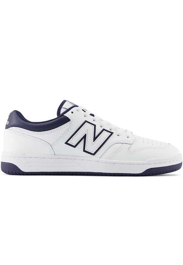 Buty unisex New Balance BB480LWN – białe. Okazja: na co dzień. Kolor: biały. Materiał: materiał, skóra, dresówka. Szerokość cholewki: normalna. Sport: turystyka piesza