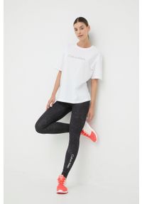 Calvin Klein Performance legginsy treningowe Big Idea damskie kolor czarny wzorzyste. Kolor: czarny. Materiał: materiał, dzianina, skóra